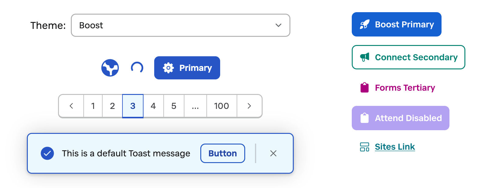 Various themed components from the design system