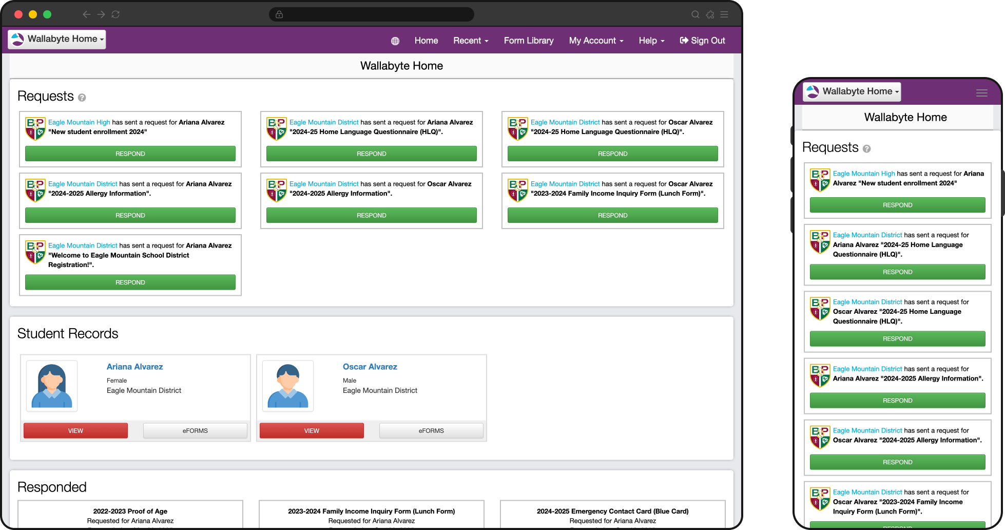 Screenshots of the old UI showing how difficult the experience was for parents of multiple kids